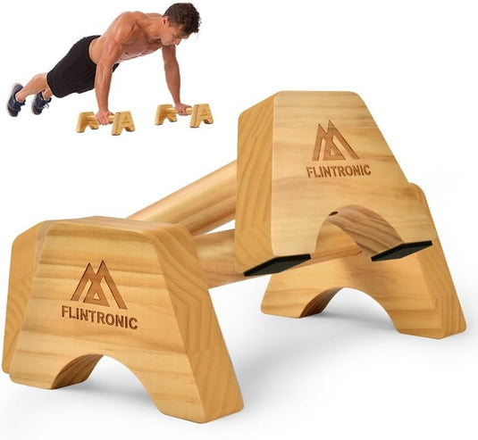 Houten parallettes 2 stuks 25 cm met ergonomische antislip handgrepen – push-up bars – calisthenics