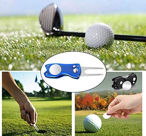 Laad afbeelding in Galerijviewer, Opvouwbare golf pitchvorken met balmarker en karabijnhaak – 2 stuks

