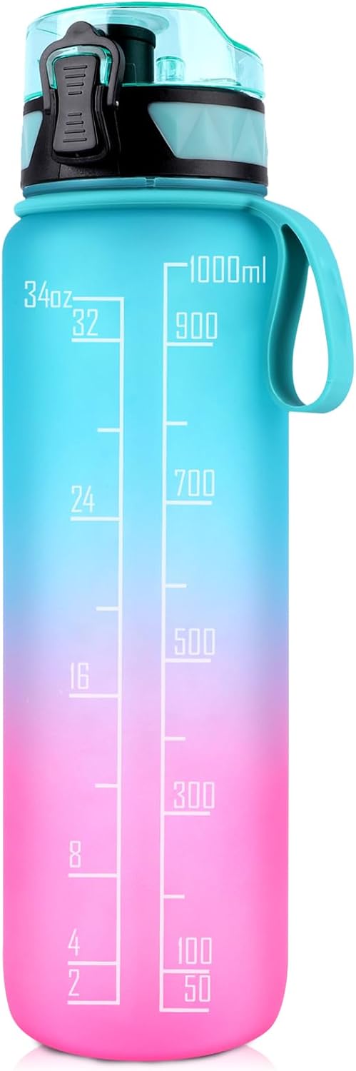 Chargez l'image dans la visionneuse de la galerie, Drinkfles 1 liter BPA-vrij met antislip grip en lekvrije sluiting – waterfles – sportfles
