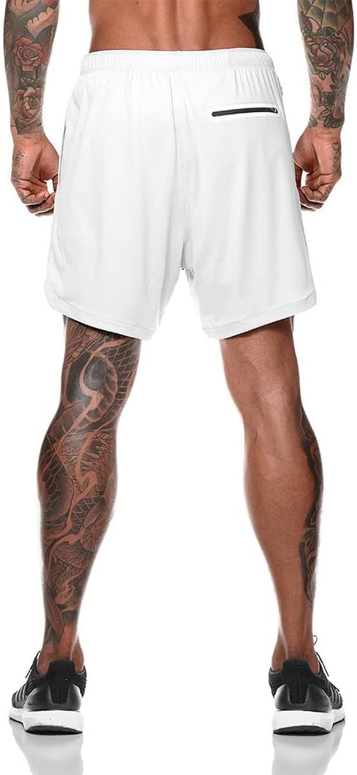 Load image into Gallery viewer, Shorts heren 2-in-1 trainingsshorts zomer korte broek sneldrogende hardloopshort sportbroek met zakken compressieshort
