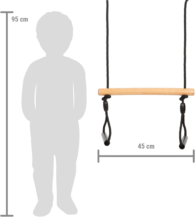 Laad afbeelding in Galerijviewer, Trapezeschommel 2-in-1 met gymnastiekringen en verstelbare touwen tot 100 kg – houten schommel
