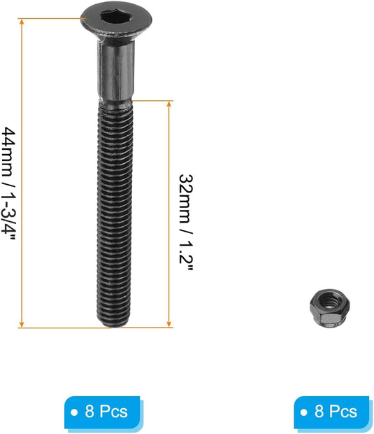 Skateboard Hardware Set 2 Inch (8 Stuks) - Montage Bouten & Moeren - Koolstofstaal Grade 8.8