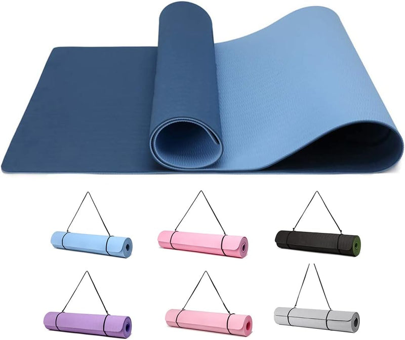 Chargez l'image dans la visionneuse de la galerie, Tapis de yoga TPE antidérapant de 6 mm avec sangle de transport
