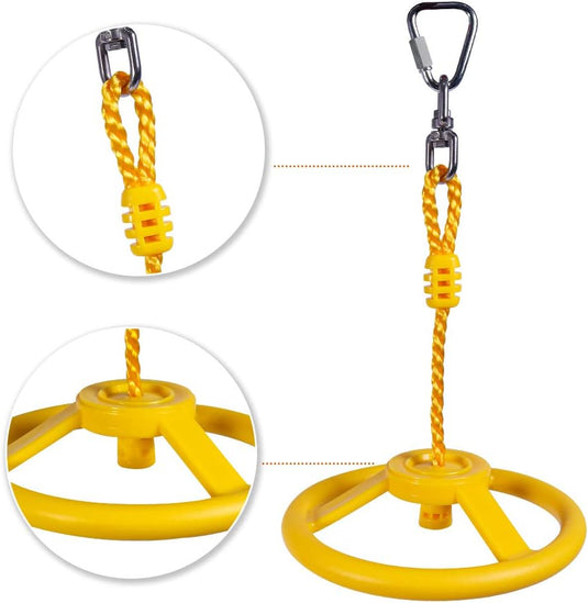 Koło ninja do wspinaczki o średnicy 26 cm z metalowym karabińczykiem do slackline'u i toru przeszkód – koło do zawieszania – tor wspinaczkowy