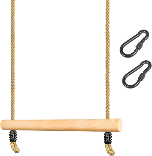 Drewniany drążek trapezowy dla dzieci 42 cm z regulowanymi linami do zawieszenia – huśtawka gimnastyczna – sprzęt do zabawy
