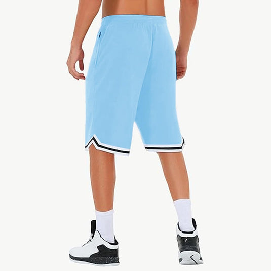 Lange basketbalshort heren van ademend mesh met ritszak – sportshort – fitness broek