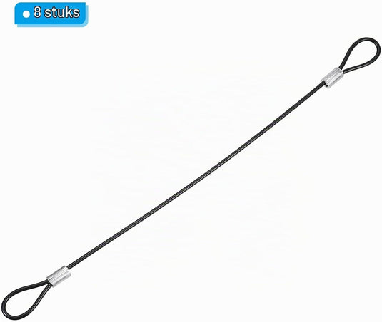 Stalen veiligheidskabel met dubbele lus 10 cm x 2 mm (8 stuks) - Gecoate borgkabel - Veiligheidskabel podiumverlichting & bagage