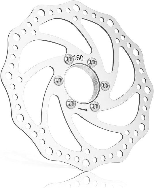 Fietsremschijf 160 mm van roestvrij staal met flensadapter en 6 bevestigingsbouten – remrotor – schijfremonderdelen