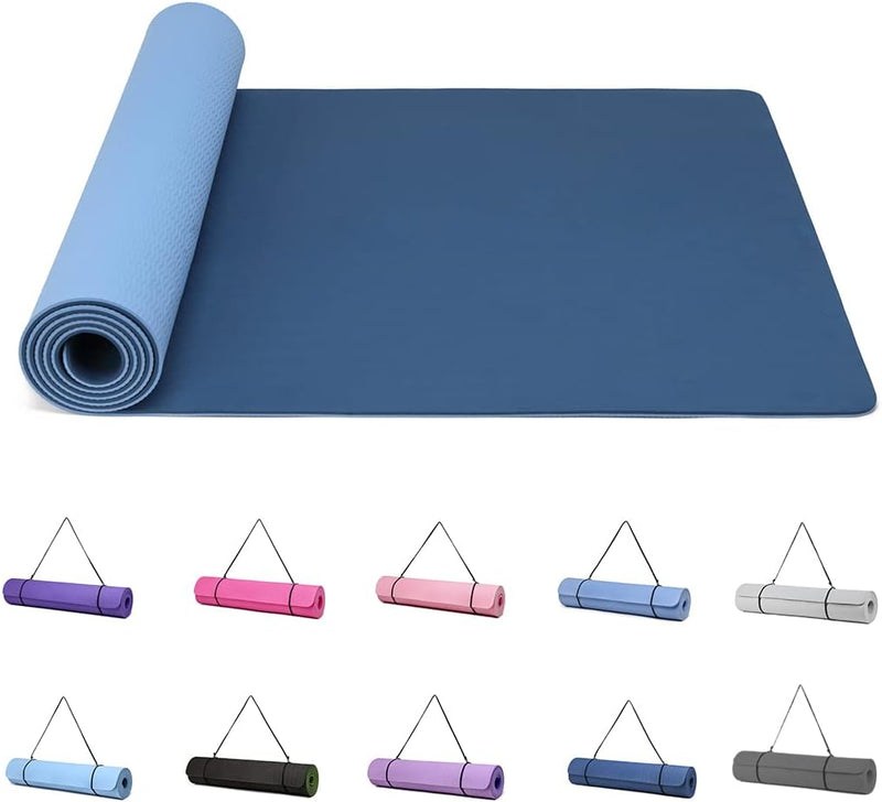 Laad afbeelding in Galerijviewer, Good Nite Yogamat, Gymnastiek, Pilates Oefenmat voor vrouwen, antislip, dik 6 mm met draagriem, Tpe, 183 x 61 x 0,6 cm

