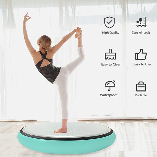 Opblaasbaar gymnastiekblok 100 x 100 x 20 cm – airblock turnmat met elektrische pomp voor turnen, fitness en yoga