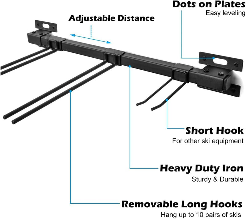 Laad afbeelding in Galerijviewer, ANTOPY Ski Storage Rack for Garage Ski Storage Wall Mount Metal Ski Rack Holder Wall, Holds Up to 10 Pairs of Skis 200lbs for Garage Home Storage Organizer System Snowboard Hanger Tool Storage Racks
