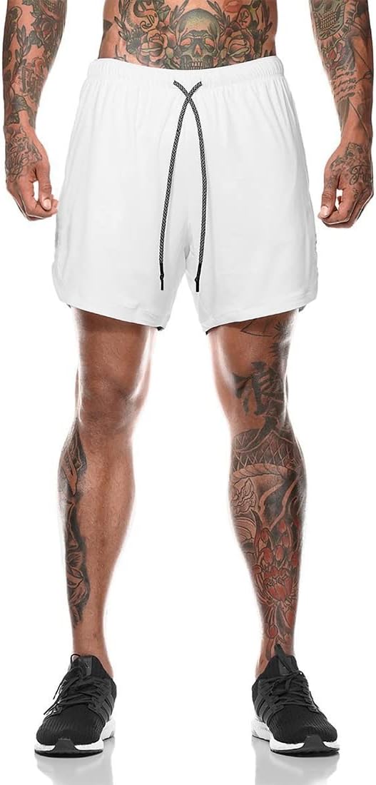 Load image into Gallery viewer, Shorts heren 2-in-1 trainingsshorts zomer korte broek sneldrogende hardloopshort sportbroek met zakken compressieshort
