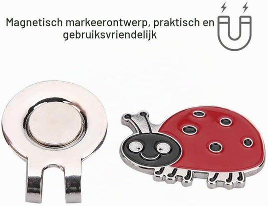 Magnetische golfbal marker met roestvrijstalen petclip en decoratief ontwerp – balmarker – golfaccessoires