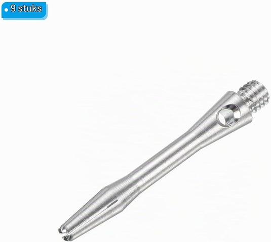 Dartschachten 9 stuks 35 mm van aluminium zilver – 2BA dart shafts – dart accessoires