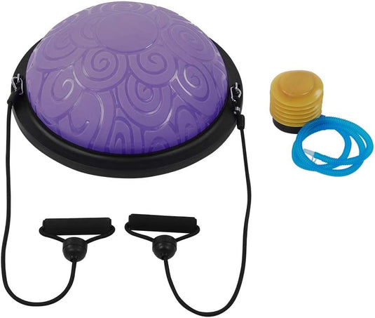 Balanstrainer 46 cm met weerstandsbanden – antislip halve bal – core training – evenwichtstraining