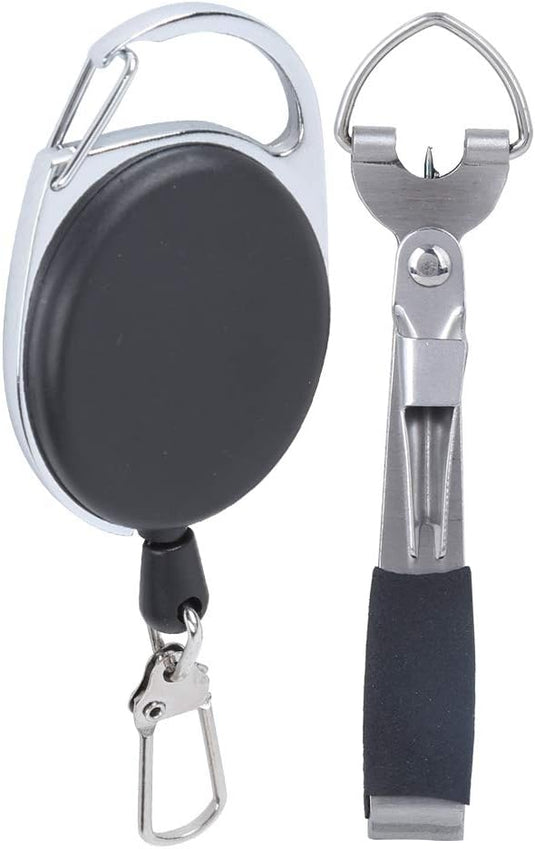 Multifunctioneel visgereedschap met lijnknipper en knopenmaker inclusief intrekbare sleutelhanger – knooptool – vliegvisaccessoires