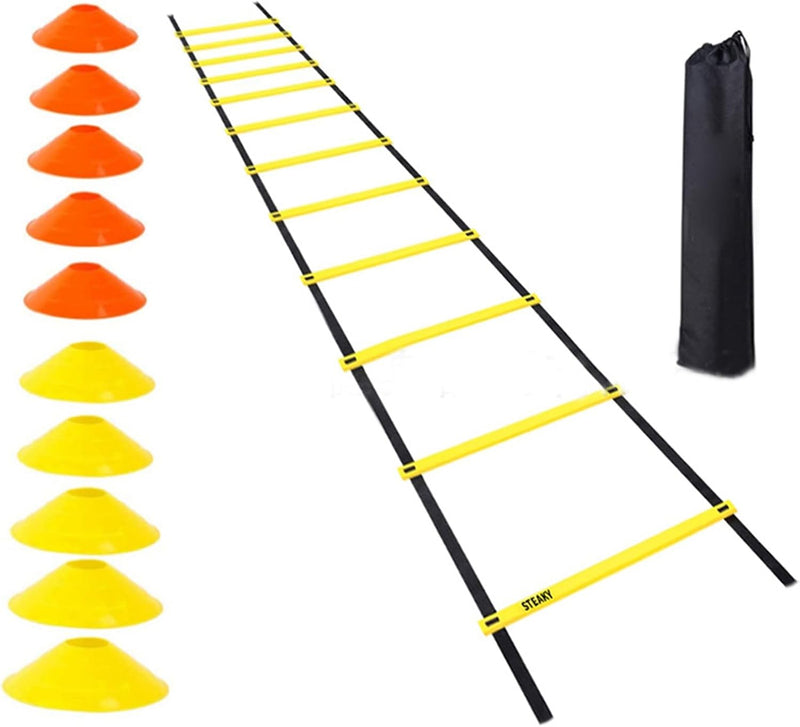 Chargez l'image dans la visionneuse de la galerie, Agility ladder 6 meter met 12 sporten en 10 pionnen – coördinatieladder – snelheidstraining
