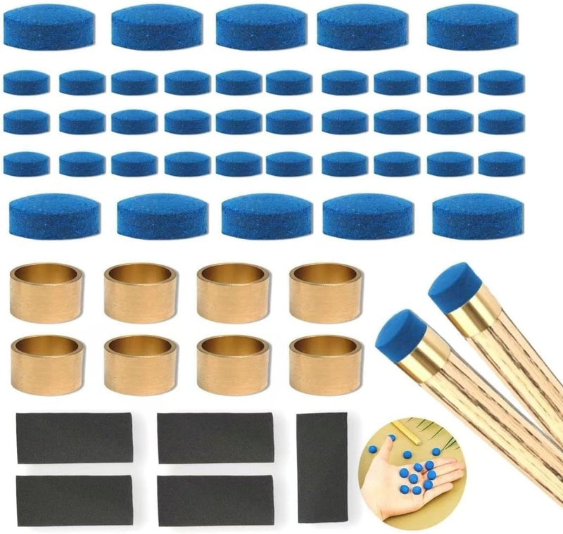 Laden Sie das Bild in Galerie -Viewer, 53-delige Biljartkeu Tip Set 9-12 mm – Leren Keutips, Messing Ferrules &amp; Schuurpapier - happygetfit.com
