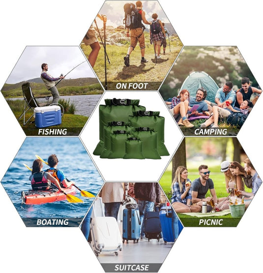 6-delige waterdichte droge tassen, droge zak, droge zak, draagbare combo-etui met grote capaciteit, snorkeltas, drijftas voor reizen, raften, driften, zwemmen, snorkelen, kamperen, fietsen, vissen, kajakaccessoires - happygetfit.com