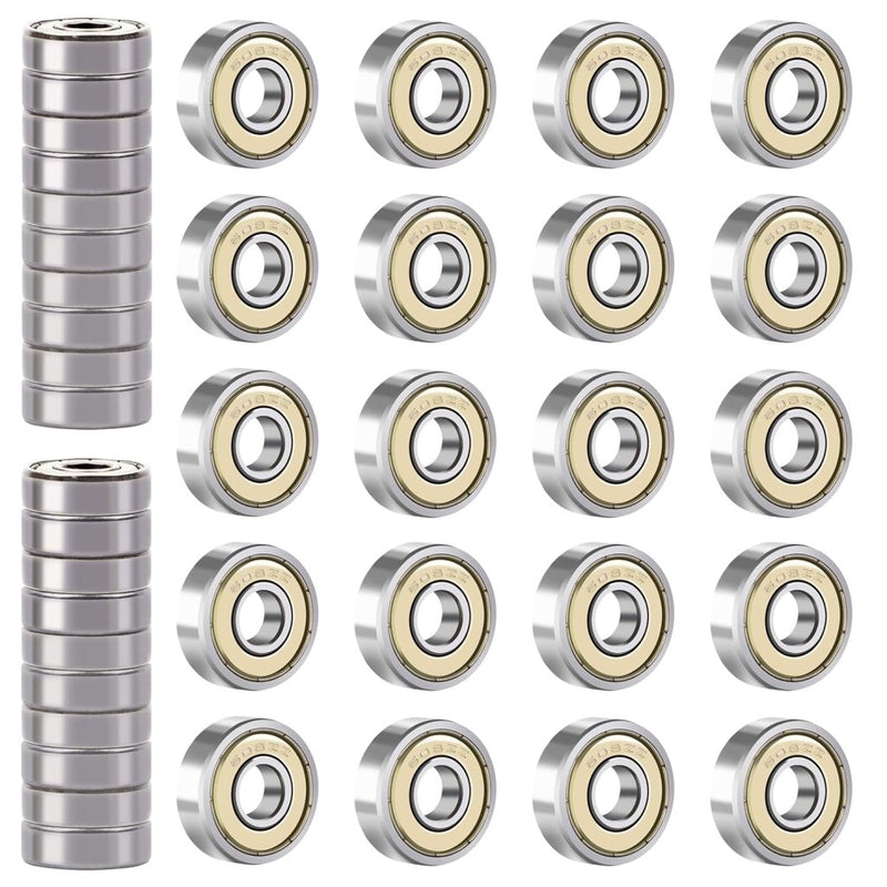 Load image into Gallery viewer, 608 ZZ kogellagers, 40 stuks, 8 mm x 22 mm x 7 mm, metaal, Double Shielded miniatuur groefkogellagers voor skateboard, scooter, inline skates - happygetfit.com
