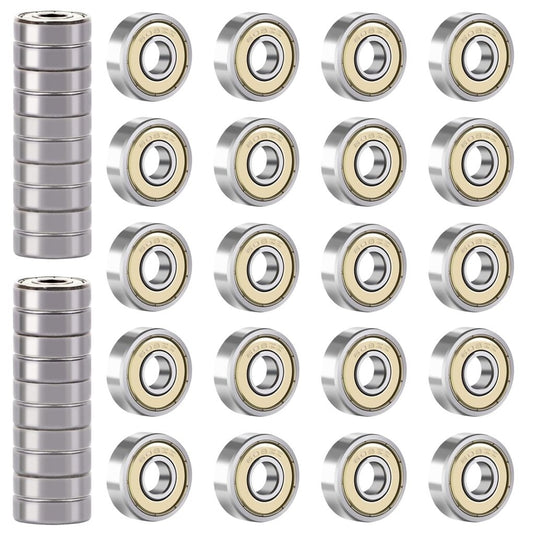 608 ZZ kogellagers, 40 stuks, 8 mm x 22 mm x 7 mm, metaal, Double Shielded miniatuur groefkogellagers voor skateboard, scooter, inline skates - happygetfit.com