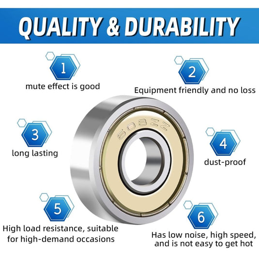 608 ZZ kogellagers, 40 stuks, 8 mm x 22 mm x 7 mm, metaal, Double Shielded miniatuur groefkogellagers voor skateboard, scooter, inline skates - happygetfit.com