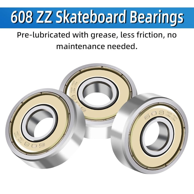 Load image into Gallery viewer, 608 ZZ kogellagers, 40 stuks, 8 mm x 22 mm x 7 mm, metaal, Double Shielded miniatuur groefkogellagers voor skateboard, scooter, inline skates - happygetfit.com
