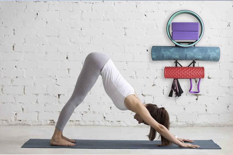 Load image into Gallery viewer, Wandhouder voor complete yoga- en pilatesuitrusting, 100% koolstofstaal
