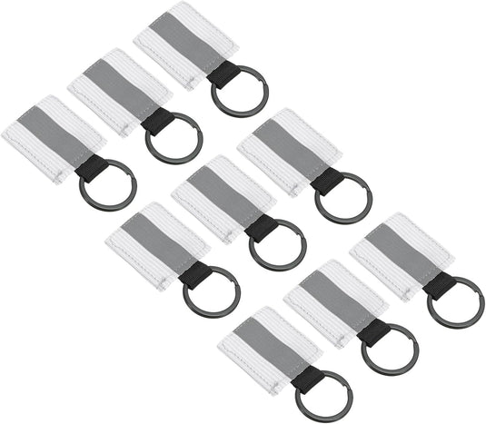 Reflecterende sleutelhangers 9 stuks van nylon zwart – reflector hangers – fiets hardloop accessoires