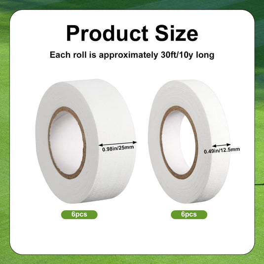 PEUTIER 12pcs Lacrosse Stick Tapes, Cotton Lacrosse Tape 1in and 1/2in Non-Precut Hockey Stick Grip Tapes Sweat-Absorbent Lacrosse Stick Grip Tape for Lacrosse Golf Baseball Bats White Bar Cloth Tape
