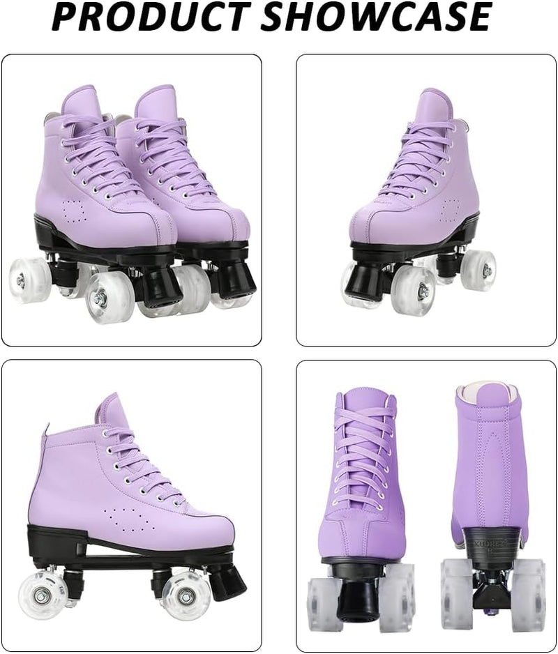 Load image into Gallery viewer, ERNAN Rolschaatsen met 4 wielen, parallelle skates met lichtgevende wielen, klassieke high-top, rolschaatsen voor volwassenen, meisjes, kinderen, beginners, maat 37-43
