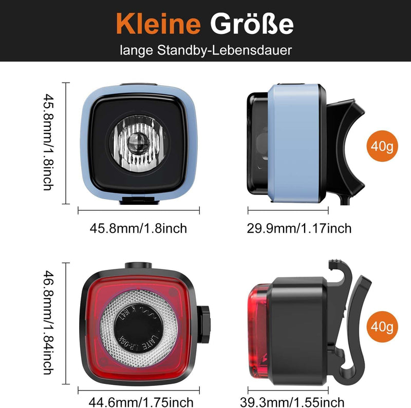 Load image into Gallery viewer, Antimi Fahrradleuchten-Set, StVZO-zugelassen Beleuchtungsset Led IPX5 Frontlicht + Rücklicht Fahrradlicht Set USB Typ C
