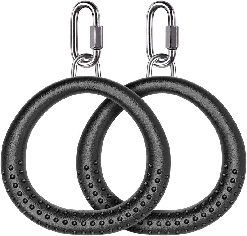 Laden Sie das Bild in Galerie -Viewer, Trapeze ringen 2 stuks met karabijnhaken voor klimrek en schommel – monkey bars – speeltoestel accessoires

