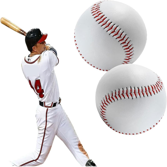 2 stuks honkbalballen, met de hand genaaid, zachte baseballs, 22,9 cm baseball, PU zachte honkbal, training honkbal, honkbal softbal, voor volwassenen en jongeren