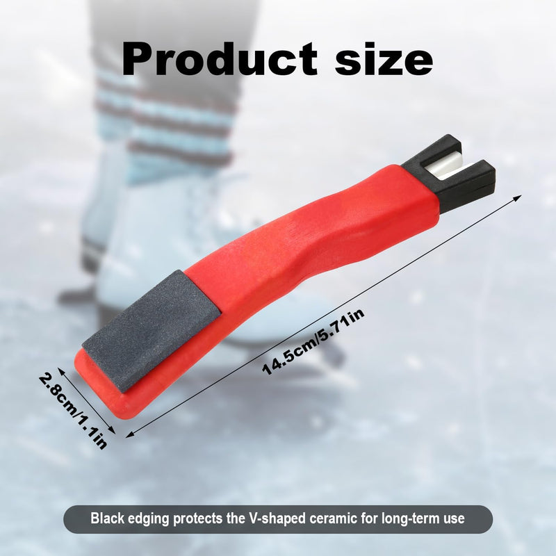 Load image into Gallery viewer, Dubbelzijdige schaatsslijper rood met keramische V-groef

