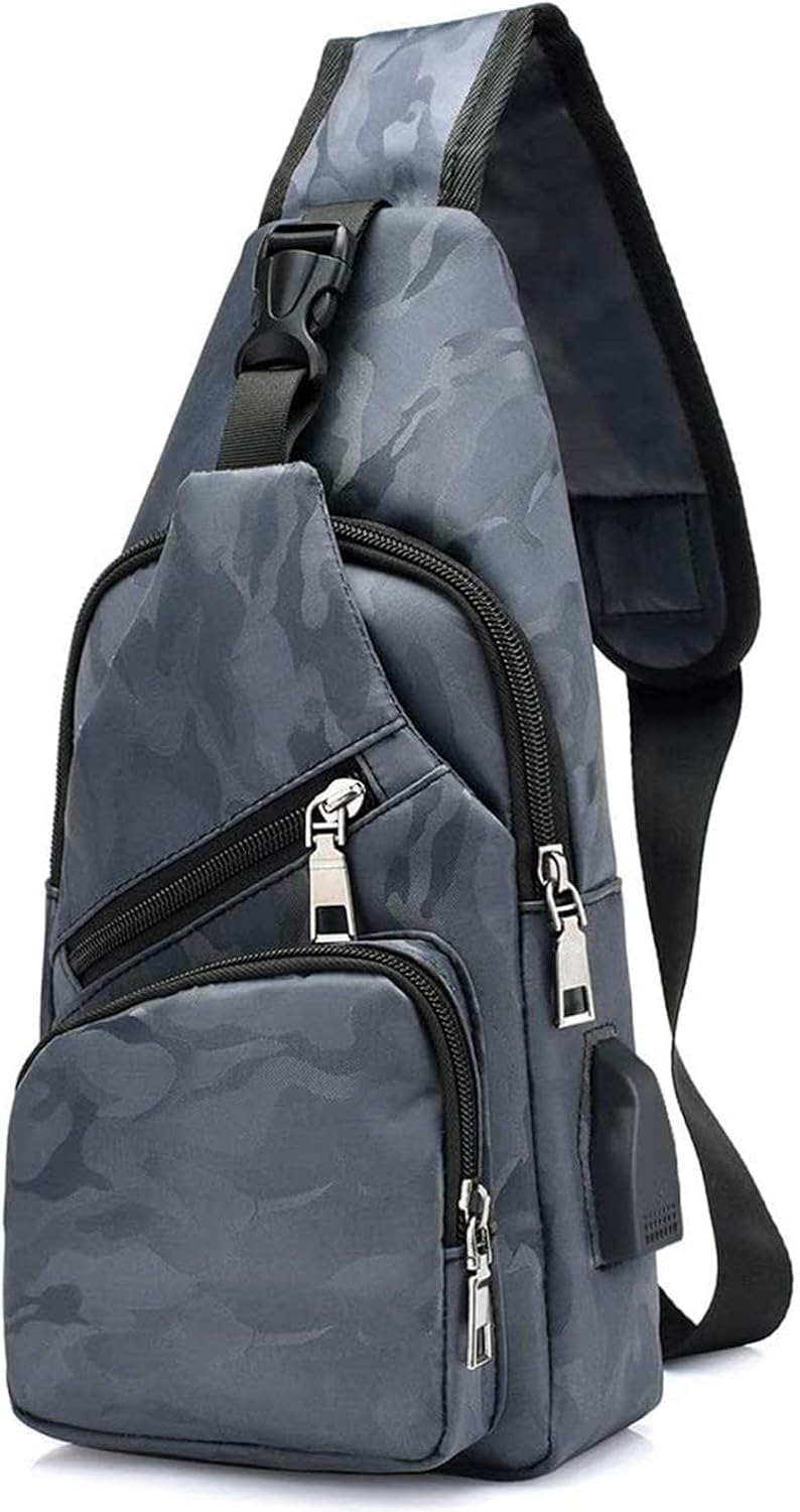 Laad afbeelding in Galerijviewer, flintronic Sling Bag met USB-Oplading, Borsttas met Verstelbare Riem, Multi-Pocket Crossbody Borst Tas, Wandelen Casual Outdoor Borstzak voor Heren
