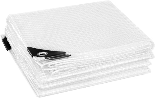 Waterdicht afdekzeil 4 x 6 meter 140 g/m² transparant met ogen – PE dekzeil – beschermzeil