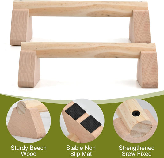 Houten parallettes 2 stuks 25 cm met antislip tot 300 kg – push-up bars – calisthenics