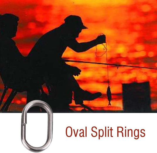 Ovale Sprengringe, 100 Stück, 9 x 15 mm, aus Edelstahl für Kunstköder und Angelhaken – Angelringe – Angelzubehör
