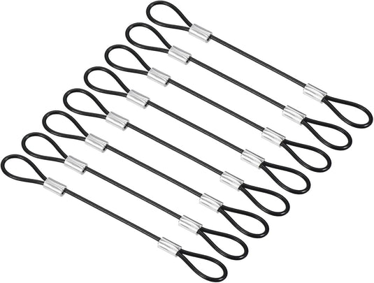 Stalen veiligheidskabel met dubbele lus 10 cm x 2 mm (8 stuks) - Gecoate borgkabel - Veiligheidskabel podiumverlichting & bagage