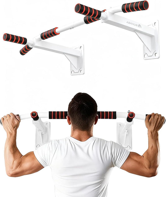 Optrekstang voor wandmontage met meerdere gripposities tot 200 kg wit – pull-up bar – krachttraining