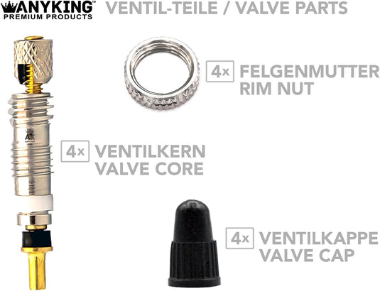 18-delige Frans Presta Sclaverand-ventiel SV vervangings-Set: fietsventielinzetstukken + autoventiel adapter luchtpomp compressor opzetstuk + schroefsleutel + ventieldop racefiets-ventielen