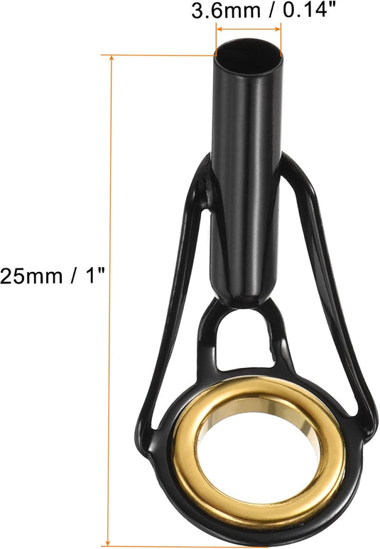 Hengel topogen 3 stuks 1 mm van roestvrij staal zwart-goud – hengeltop reparatieset – visaccessoires