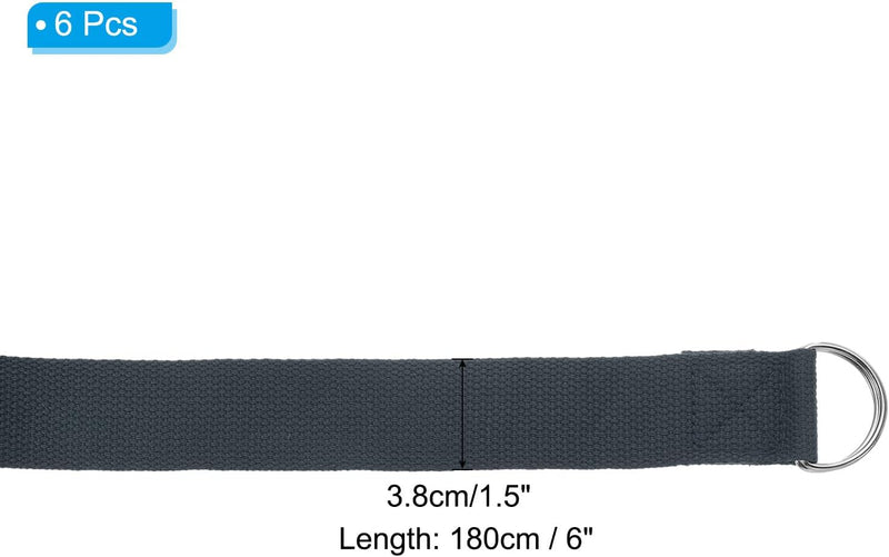 Laad afbeelding in Galerijviewer, Yogariemen 6 stuks 180 x 3,8 cm van katoen met D-ring bruin – stretchbanden – yoga pilates accessoires
