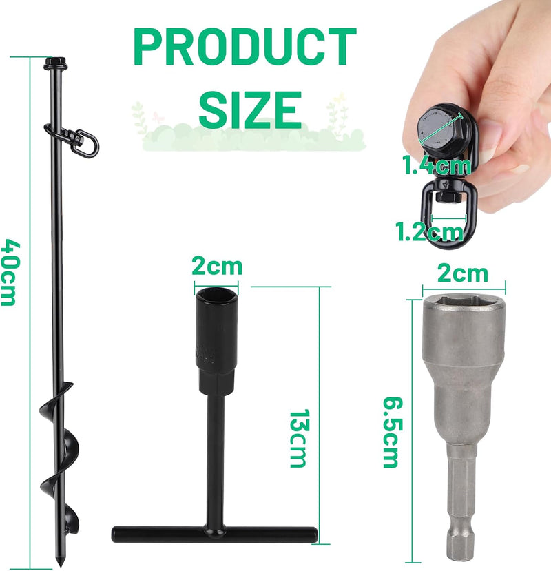 Laden Sie das Bild in Galerie -Viewer, Grondankers 8 stuks 40 cm met booradapter en opbergtas – trampoline ankers – stormankers
