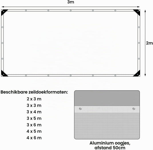 Waterdicht afdekzeil 4 x 6 meter 140 g/m² transparant met ogen – PE dekzeil – beschermzeil