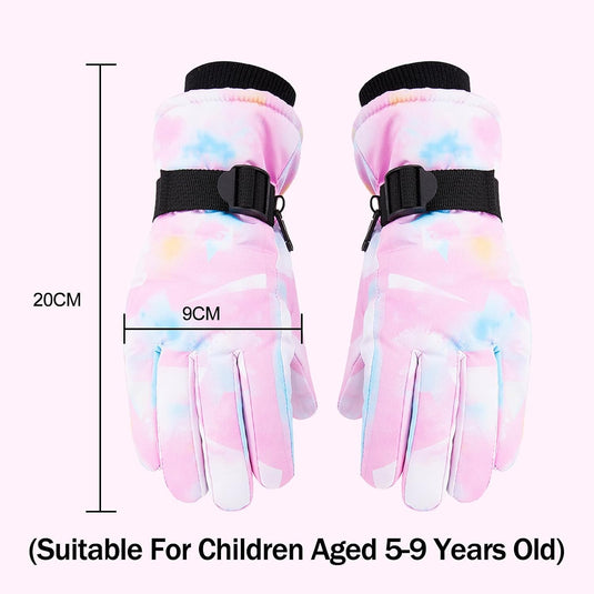 Waterdichte skihandschoenen voor kinderen 5-9 jaar roze