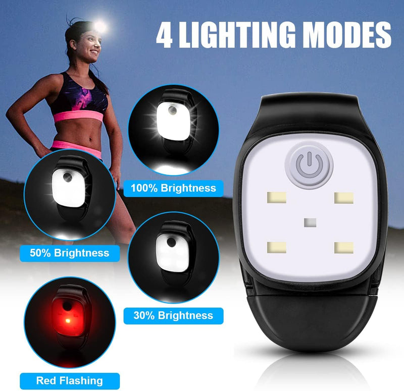 Load image into Gallery viewer, URAQT Clip op Running Lights, 4 Lichtstanden Waterdicht Outdoor Night Clip on Running Lights met 2 Pcs Reflectorbanden, USB Oplaadbare LED Licht voor Runners Camping Wandelen (1 pc)

