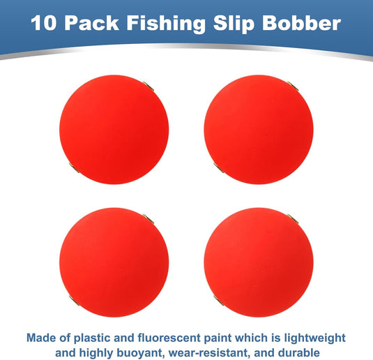 Visdobbers 10 stuks 18 mm rond rood fluorescerend – schuifdobbers – visaccessoires