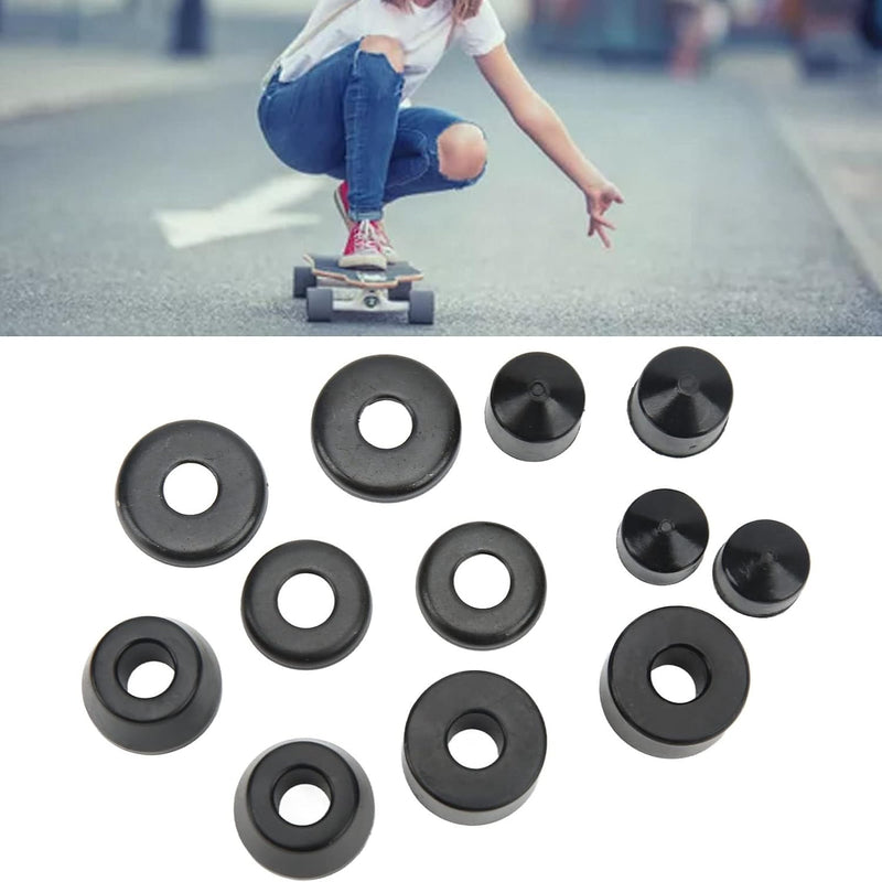 Chargez l'image dans la visionneuse de la galerie, Skateboard bushings 85A 12-delige rebuild set zwart – PU stuurrubbers – longboard skateboard accessoires
